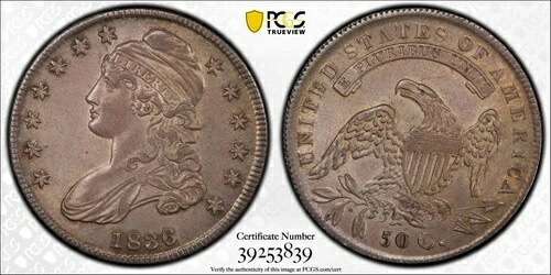1836年 P キャップドバストハーフダラー PCGS MS-62 レターエッジ 300,960円