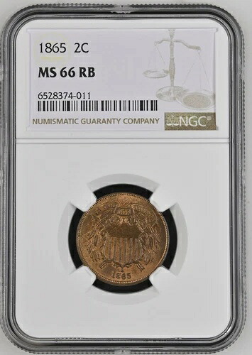 1865年 2セント NGC MS-66 RB
