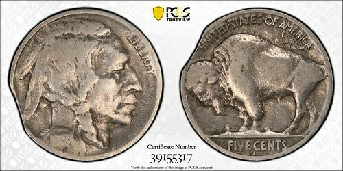 1918/7 D クリップドプランシェット ミントエラー オーバーデート バッファローニッケル 5C PCGS VG 10