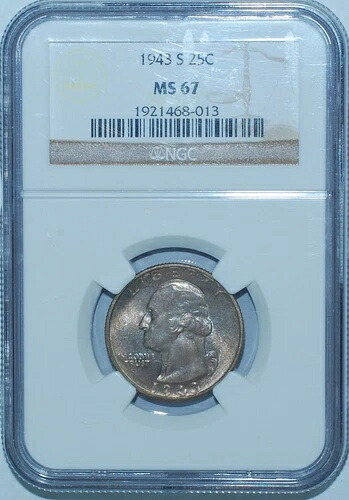 1943年 S NGC MS67 ミディアム S FS-502 ワシントン クォーター 302,940円