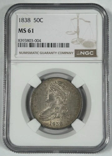 1838 キャップ バスト 1/2ドル NGC MS 61-