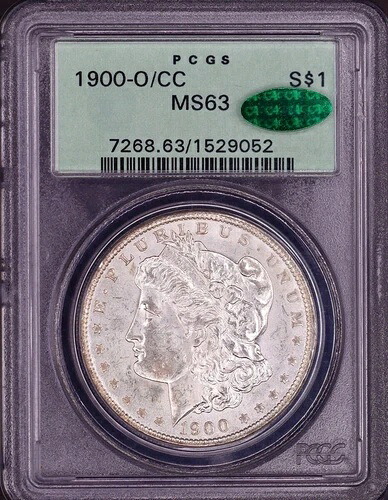 1900-O/CC モルガン銀貨 PCGS MS63 CAC - OGH フラッシーブラストホワイト PQ