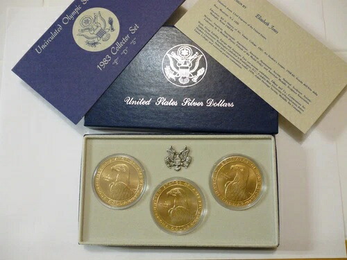 1983年米国オリンピック銀貨セット。コレクターセット P D S。トーン加工済みコイン3枚セット|WORLD RESOURCE【QUEEN店】