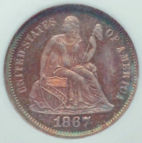 1867 NGC PR65 発行枚数6,000枚 + 625プルーフ = 最低10セント ?? 年利3,120ドル!! 着席型ダイム|WORLD RESOURCE【QUEEN店】
