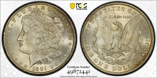 米国 1901-S モルガン銀貨、チョイス未流通 PCGS 認定 MS63|WORLD RESOURCE【QUEEN店】