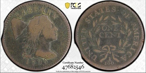 1795 リバティキャップラージセントプレーンエッジエラークリッププランシェットPCGS F15-|WORLD RESOURCE【QUEEN店】