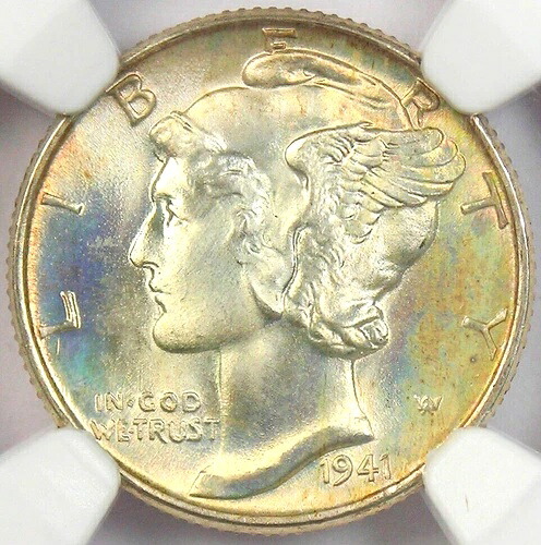 1941年 マーキュリーダイム 10C コイン認定 NGC MS68 FB - 3,700 ドルの価値 !-|WORLD RESOURCE【QUEEN店】