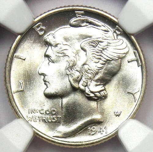 1941 年マーキュリー ダイム 10C コイン (1941-P) - NGC MS68 FB 認定 - 価値 3,700 ドル!|WORLD RESOURCE【QUEEN店】