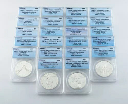 1983-2002年記念銀貨コレクションANACSスラブ全枚木箱入り|WORLD RESOURCE【QUEEN店】