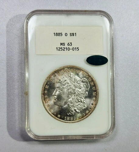 1885-O NGCホワイトラベル・モルガン銀貨。MS63。CACステッカー付き。|WORLD RESOURCE【QUEEN店】