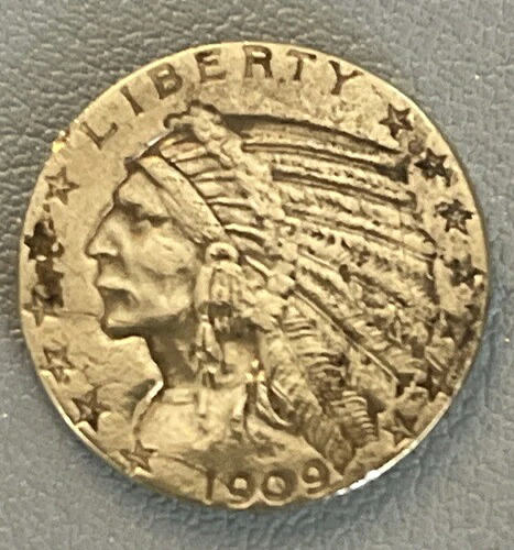 1909年製 ゴージャスな5ドル インディアンヘッド ゴールド ハーフイーグル、米国アンティークコイン｜WORLD RESOURCE【QUEEN店】 309,870円