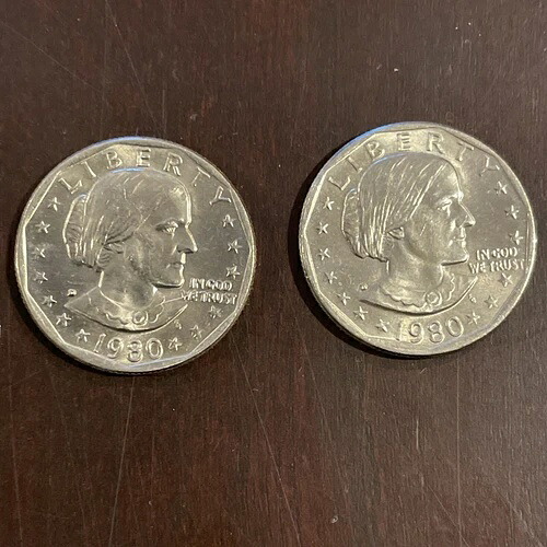 1980年 D スーザン B アンソニー リバティ *1ドル硬貨* 流通品 2枚セット|WORLD RESOURCE【QUEEN店】