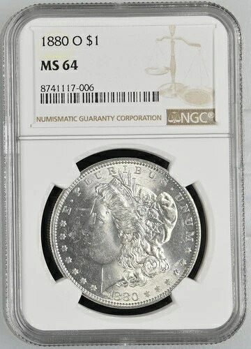 1880 O モルガン銀貨 NGC MS-64