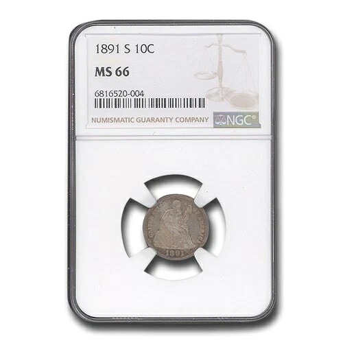 1891年-S自由の女神座像ダイム MS-66 NGC-