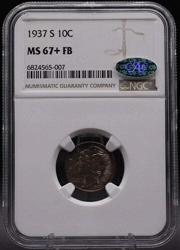 1937年-S マーキュリーダイム NGC MS 67+ FB CAC グレード シルバーコイン US レアキー 日付-｜WORLD RESOURCE【QUEEN店】