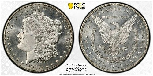 1900年 O プレ21 モーガンシルバードル PCGS MS-65 PL VAM 15-
