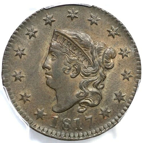 1817 N-8 R-2 PCGS MS 62 BN マトロンまたはコロネットヘッド ラージセントコイン 1セント