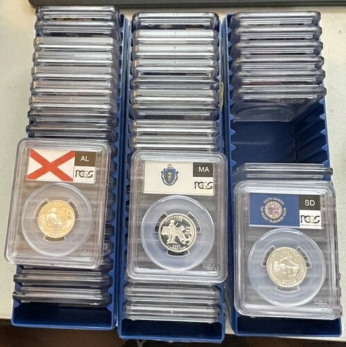 コンプリートセット - 50州シルバークォーター＆6地域クォーター PCGS MS 69 DCAM