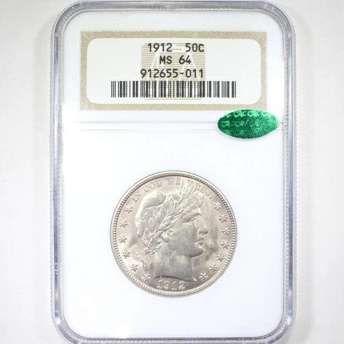 1912年 50セントNGC/CAC MS64 -バーバーハーフドル-