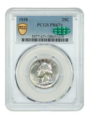 1938年 25セント PCGS/CAC PR67+ - ワシントンクォーター