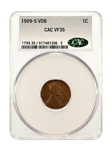 1909年-S VDB リンカーンウィート セントペニー CACG VF 35 BN CAC-