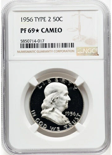 1956 年プルーフ フランクリン ハーフ ドル - NGC PR69* カメオ - 凍てつく奇跡!｜WORLD RESOURCE【QUEEN店】