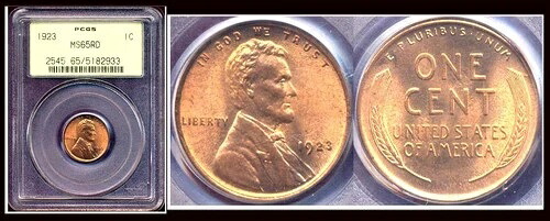 1923 1C PCGS MS65RD - ピュアレッドリンカーンセント