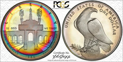 1984年 S ウィキッド レインボーカラー オリンピックドル PCGS PR-68 DCAM｜WORLD RESOURCE【QUEEN店】