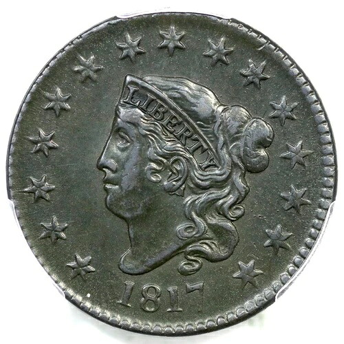 1817年 N-16 PCGS AUディテール 15スターマトロンまたはコロネットヘッド ラージセントコイン 1C-