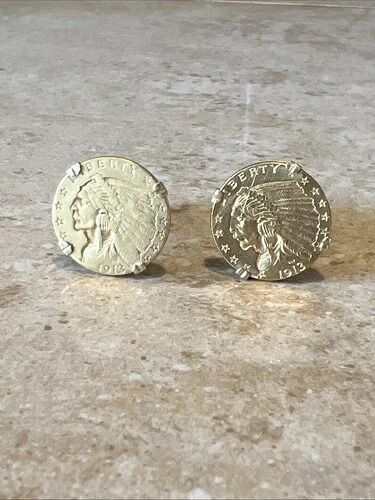 1913年 インディアンヘッド $2.50 ゴールドクォーター イーグルコイン カフス-