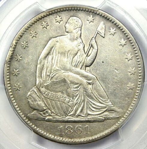 1861-O CSA 表側着席リバティ ハーフ ドル 50C FS-401 - PCGS XF 詳細 (EF)!｜WORLD RESOURCE【QUEEN店】