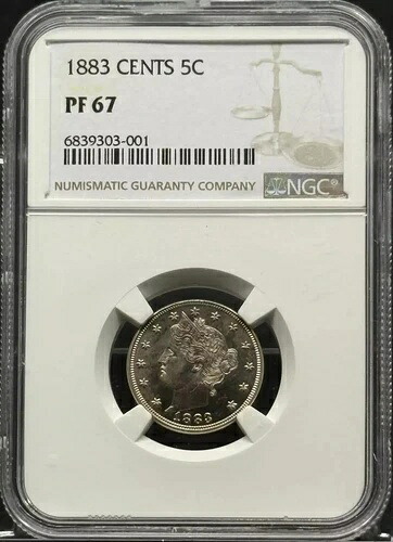 1883年 リバティヘッド V ニッケル NGC PF-67