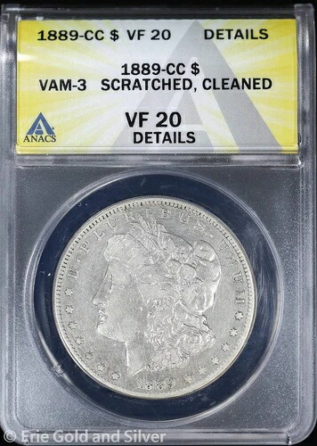 1889年-CC $1 モーガンシルバードル ANACS VF 20 詳細 | VAM-3-｜WORLD RESOURCE【QUEEN店】
