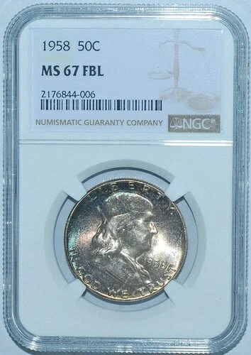 1958年 P NGC MS67FBL フルベルライン フランクリン ハーフダラー ミントセット トーン｜WORLD RESOURCE【QUEEN店】