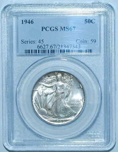 1946年 P PCGS MS67 ウォーキング・リバティ・ハーフダラー 319,770円