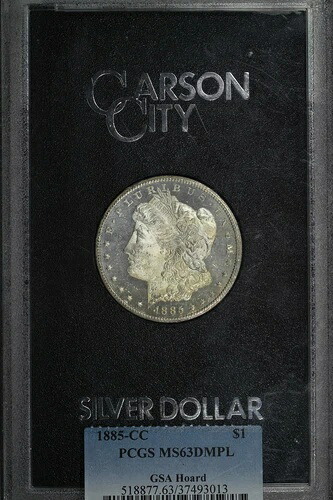 1885-CC GSA モルガン・ダラー PCGS MS-63 DMPL オリジナルボックスとカード付き