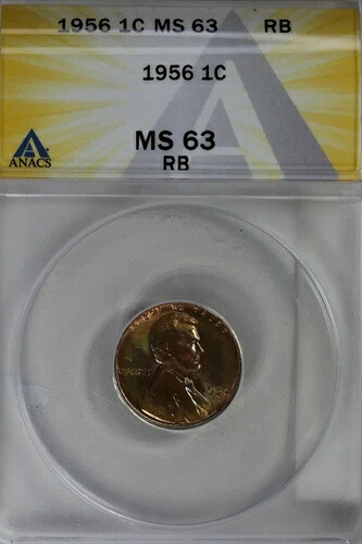 1956 .01 ANACS MS 63 RB リンカーンヘッドセント、リンカーンワンセント|WORLD RESOURCE【QUEEN店】