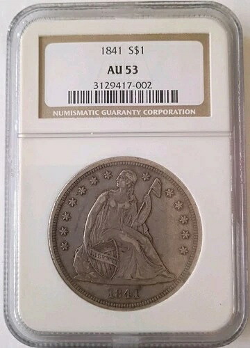 1841年 自由の女神座像 シルバー $1 1ドル NGC AU 53 -