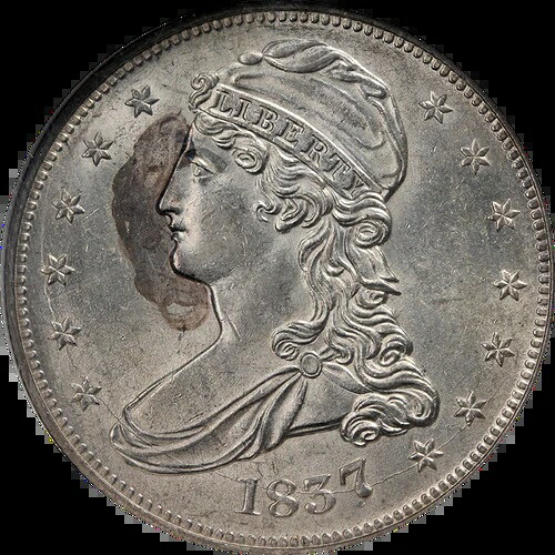 1837年 キャップドバスト ハーフダラー NGC MS62 素晴らしい光沢 強い打痕｜WORLD RESOURCE【QUEEN店】