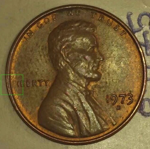 1973年 D US ペニー、弱い「L」、位置ずれ、O/Rの複数のDD、ダイクラッシュミントエラー 400,400円