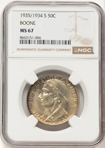 1935/34-S 50C ブーン記念銀貨 NGC MS67 (780390020)