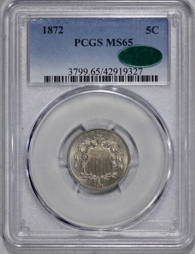 1872年 シールド 5C ニッケル PCGS MS 65 CAC 認定｜WORLD RESOURCE【QUEEN店】 326,205円
