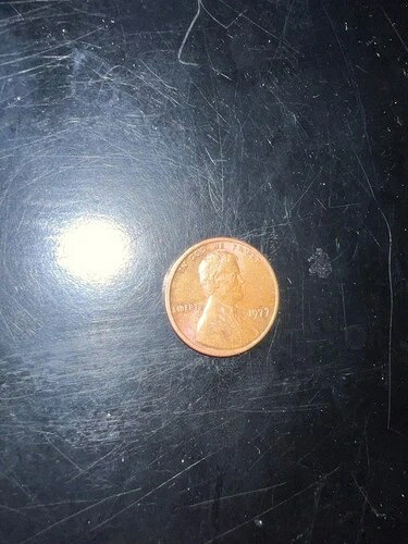 1977年リンカーンペニー（ミントマークなし）
