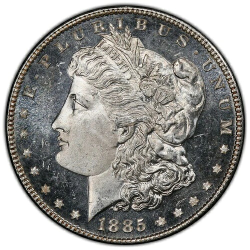 1885-P 1ドル モルガン・ダラー PCGS MS65 DMPL -- 派手なディープミラージェム - フロスティカメオ