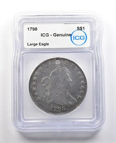 1798年 ドレープ胸像 シルバードル ラージイーグル 正規品 ICG 穴あき *1049