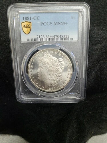 1881-CC PCGS MS65+ ゴールドシールド モーガン シルバー ドル カーソンシティ-