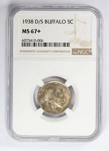 1938-D/S バッファローニッケル 5C NGC MS67+