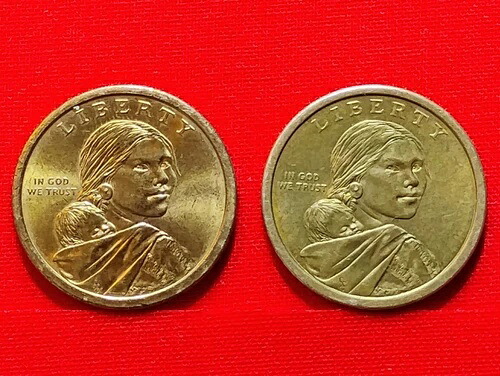 2010-P ミントエラー SAC$1 セット (2) ネイティブアメリカン (サカガウィア) ドルコイン