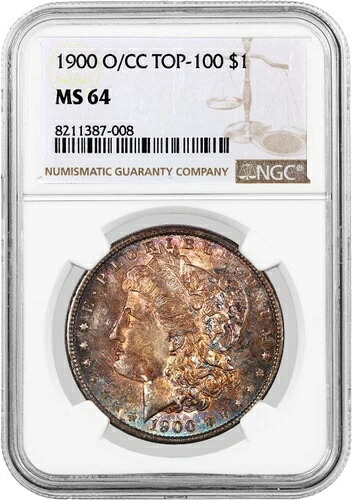 1900 O $1 モルガン銀貨 TOP 100 VAM 11 O/CC NGC MS64 ブルーベリートーンコイン