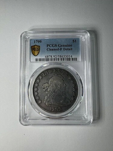 1799年 ドレープバストドル PCGS 純正クリーニング済み F 詳細